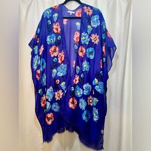 Woven Heart Lightweight Blue Kimono Cardigan